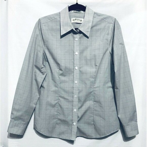 Orvis Womens Size 10 Carefree Button Up Blouse Tapered Plaid Long Sleeves - Picture 1 of 6